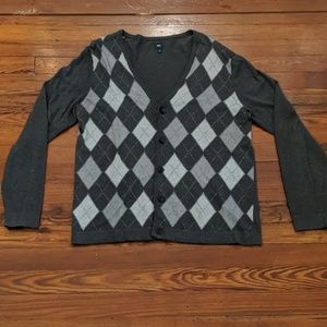 Gap Gray Argyle cardigan Men's Sz L